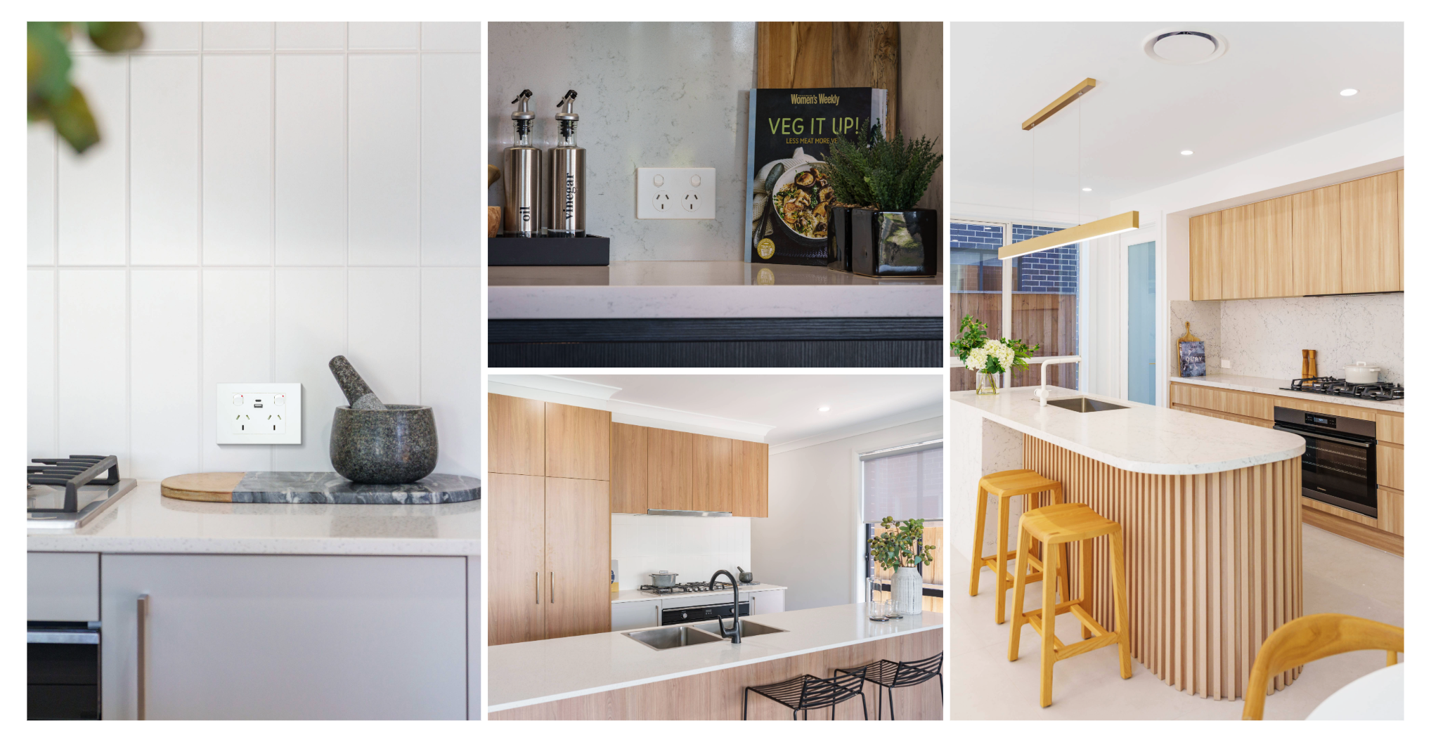 collage of electrical products in kitchens